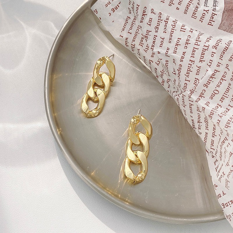 Khuyên Tai Dây Xích Chất Liệu Kim Loại C33 Phong Cách Hàn Quốc