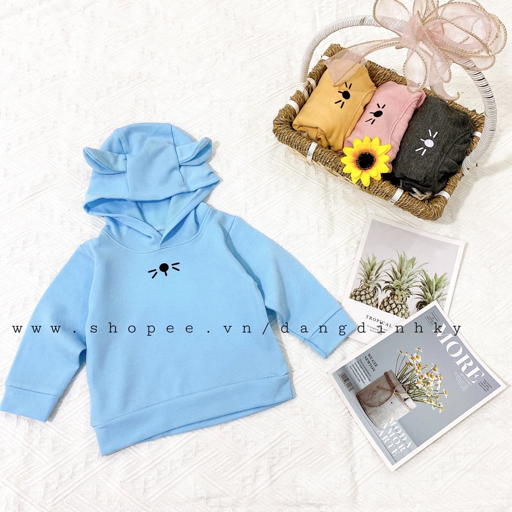 ÁO NỈ HOODIE MÈO CON CHO BÉ GÁI BÉ TRAI 7-17Kg