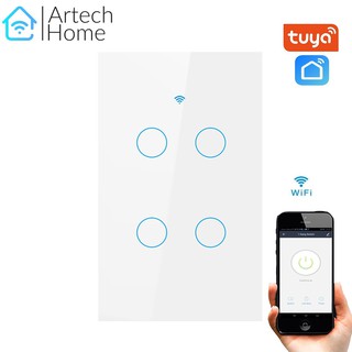Công tắc TUYA smart cảm ứng 4 nút trắng (WIFI + RF)