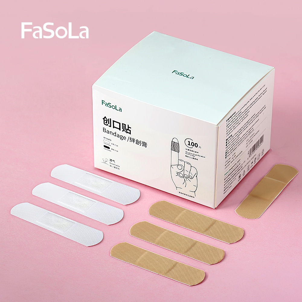 Hộp băng keo cá nhân FASOLA (100 cái-2 màu) FSLJY-259
