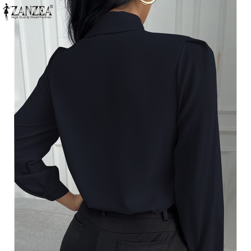 Zanzea Áo Sơ Mi Nữ Tay Dài Vải Satin Màu Trơn Thời Trang Thanh Lịch