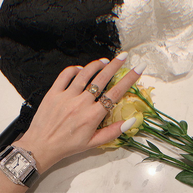 Nhẫn kiểu dáng dây xích dày dặn phong cách retro Âu Mỹ thời trang sáng tạo