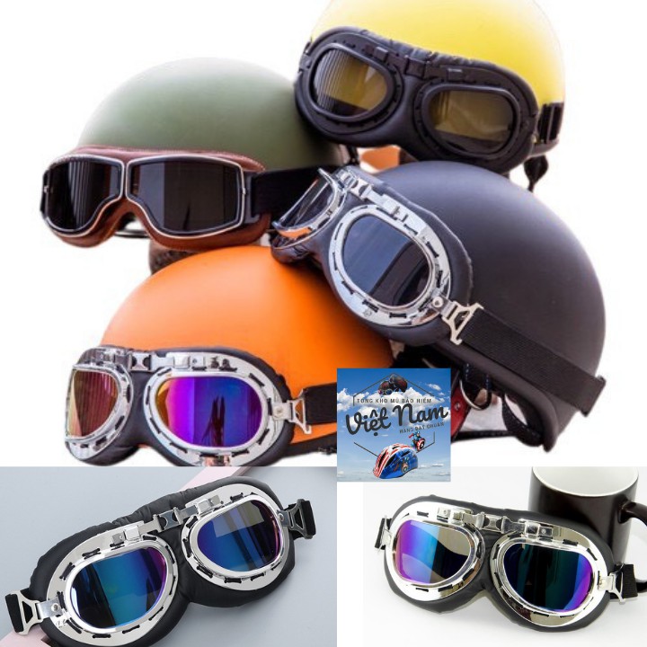 Kính phi công -kính UV X400 cao cấp kính mũ bảo hiểm 1/2 - 3/4 Chống bụi chống tia UV ⚡ Kính nón bảo hiểm các loại