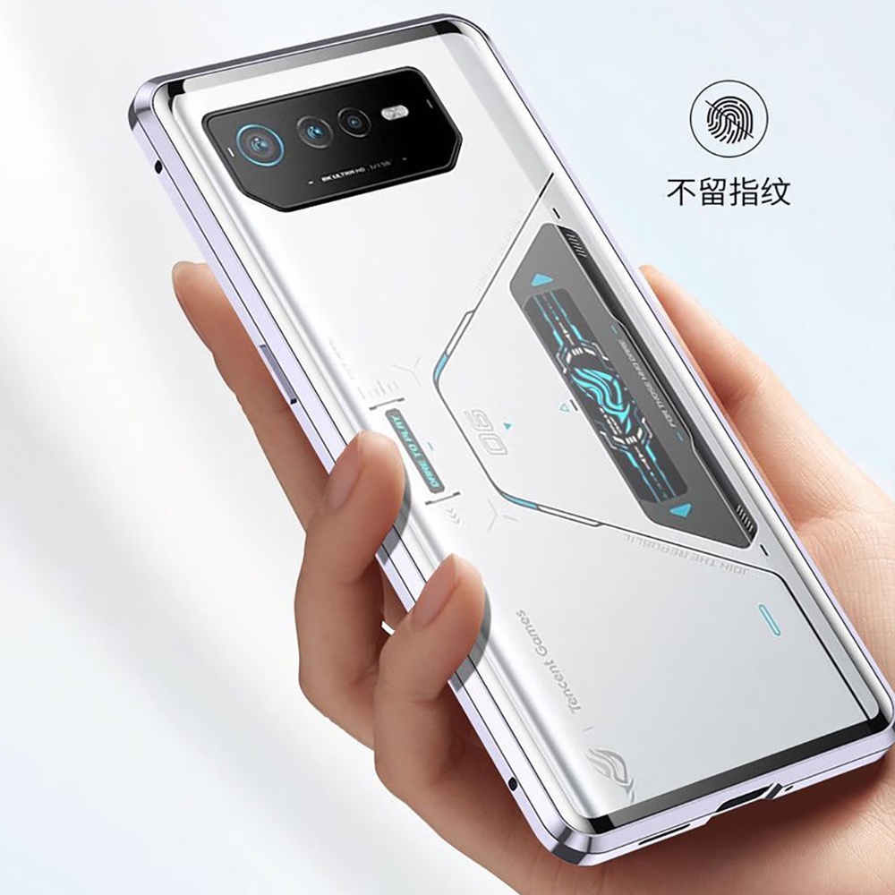 Ốp Điện Thoại Kính Cường Lực Hai Mặt Viền Kim Loại Màu Trắng Cho ROG phone 6 6 Pro ASUS ROG 6 ROG6 Pro