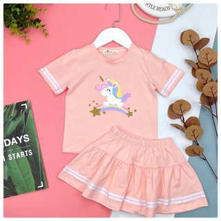 Bộ bé gái chân váy áo in hình ngựa Pony, chân váy kèm quần đùi. Thương hiệu Liti baby. Size 13-30 kg.