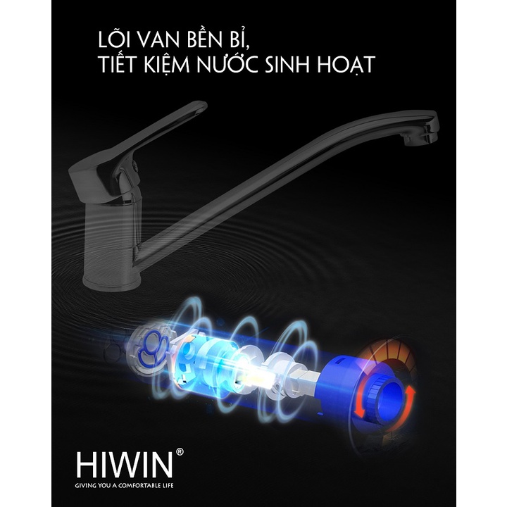 Vòi lavabo, vòi rửa mặt nóng lạnh chất liệu đồng mạ cao cấp mặt gương HIWIN KF-213