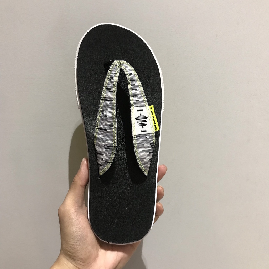 Dép Sneaker Buzz xỏ ngón đen xám họa tiết chính hãng 1SB0002