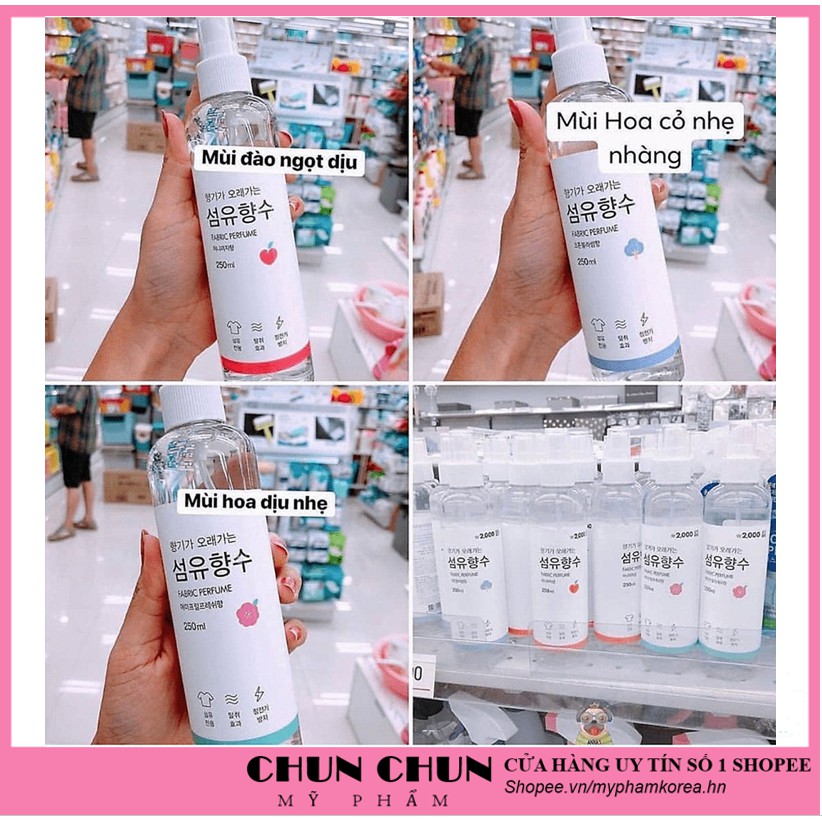 Xịt Thơm Quần Áo Fabric Perfume Hàn Quốc Giúp quần áo lúc nào cũng thơm mát tươi mới 250ml