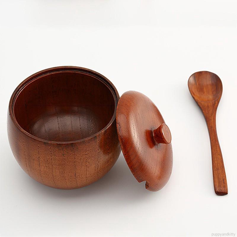 Hũ đựng gia vị bằng gỗ phong cách retro chất lượng