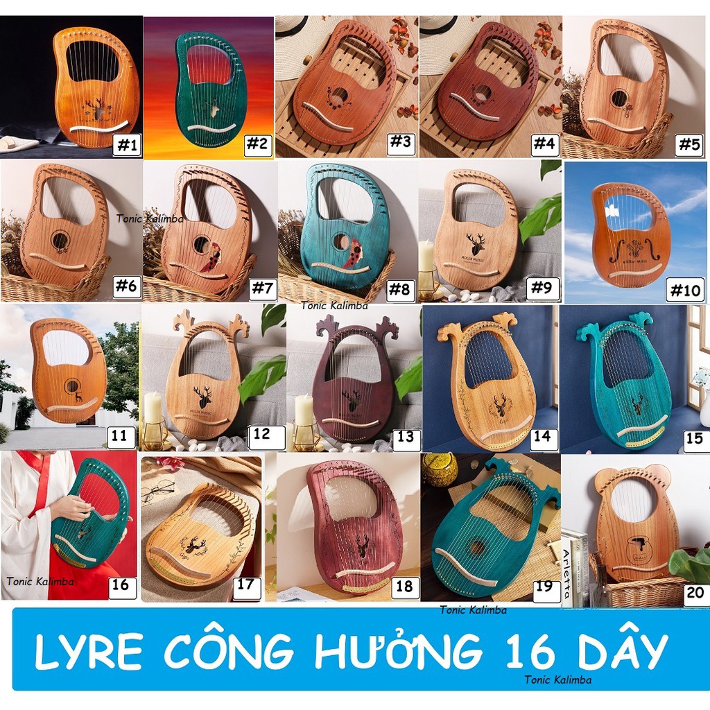 [ĐÀN LYRE 16 DÂY - ƯU ĐÃI TỐT NHẤT] Đàn Lyre 16 dây Gỗ nguyên khối bảo hành 1 năm thay dây miễn phí ML0002-T