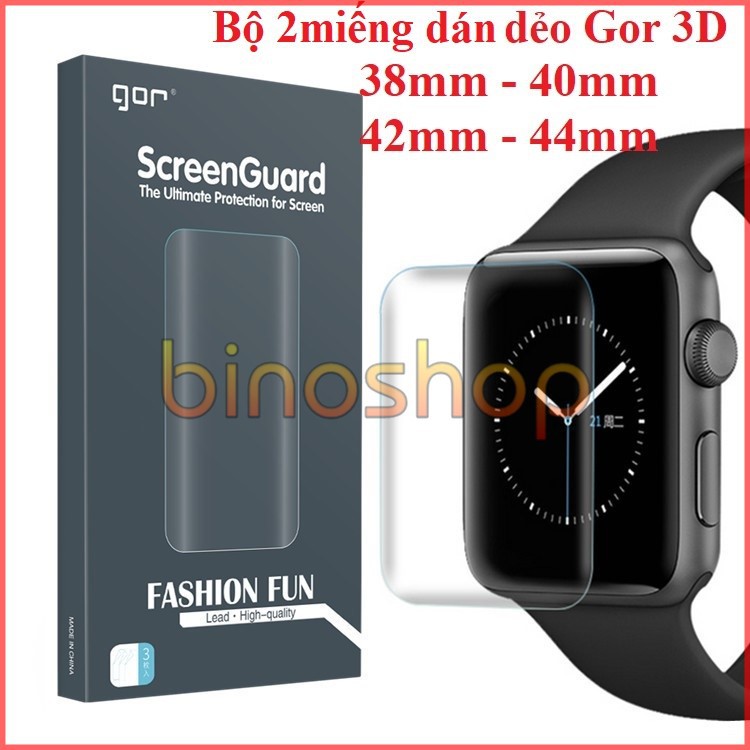 Bộ 2 miếng dán dẻo Apple watch full màn hình 3D Gor loại cao cấp