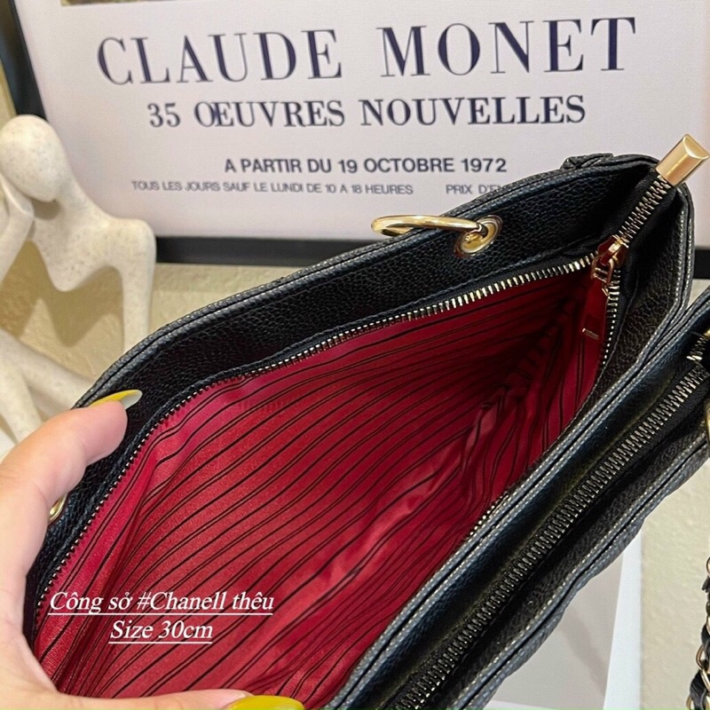 Túi công sở trần trám hoa trà size 35cm