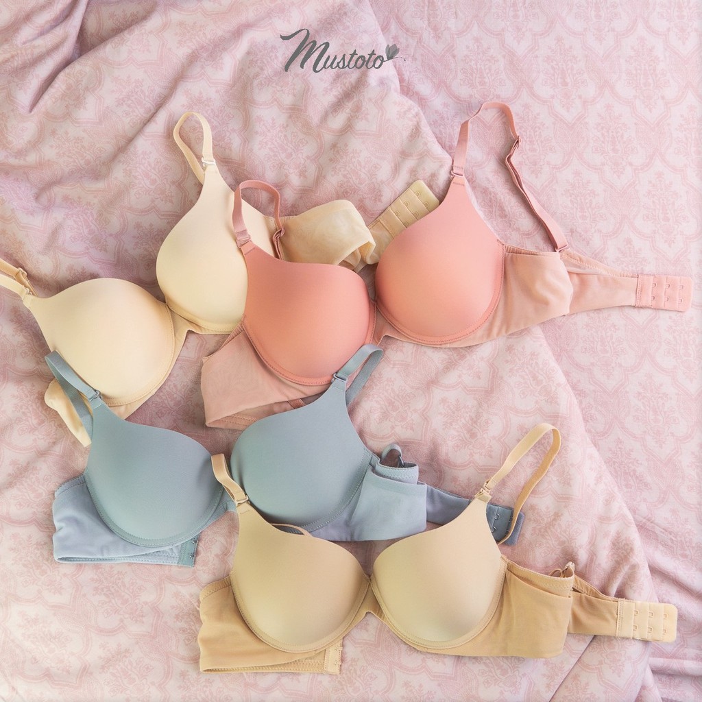 Áo Lót Nữ Trơn Phối Lưới Mút Dày 3cm Không Gọng Thoải Mái Bra Daylity Hồng Cam (Mustoto MA42)