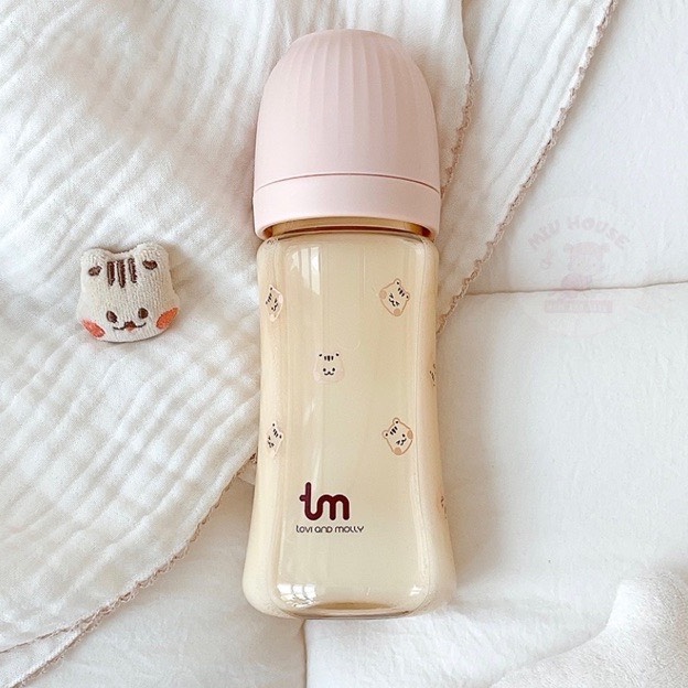 Bình thỏ Sóc Tovi and Molly 180ml 280ml, Bình hút họa tiết thỏ Sóc Hàn Quốc, Bình sữa thỏ