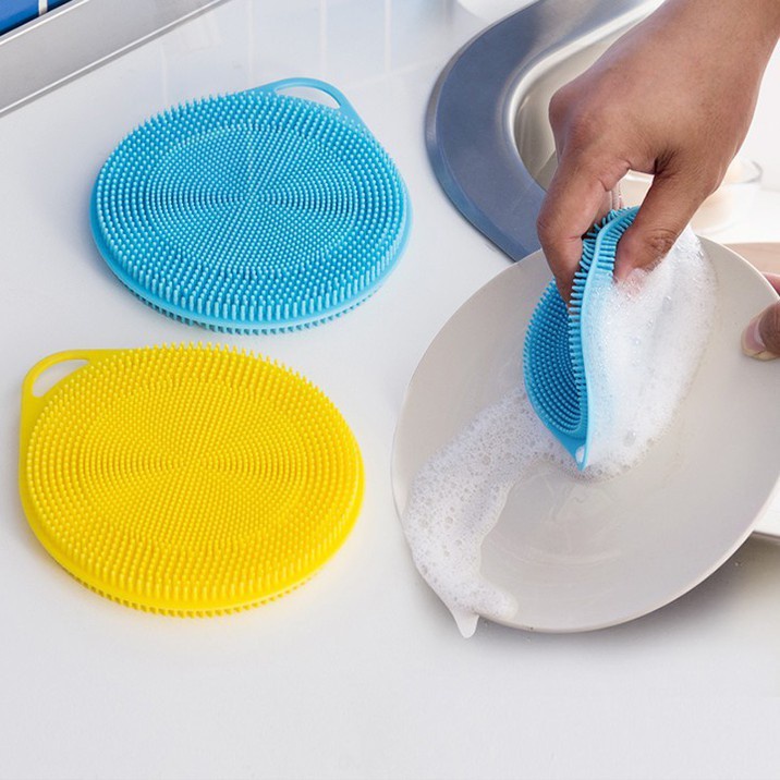 Miếng rửa chén silicone TRÒN - Giao màu ngẫu nhiên