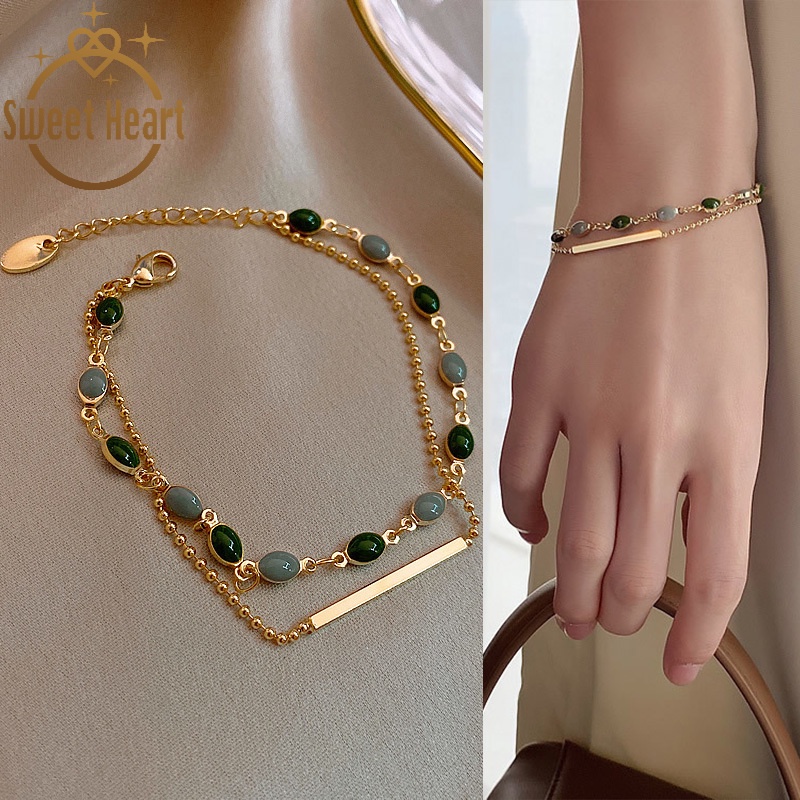 Vòng Tay Đính Đá Zircon Hình Trái Tim Phong Cách Retro Hàn Quốc Đơn Giản Dễ Phối Đồ Cho Nữ