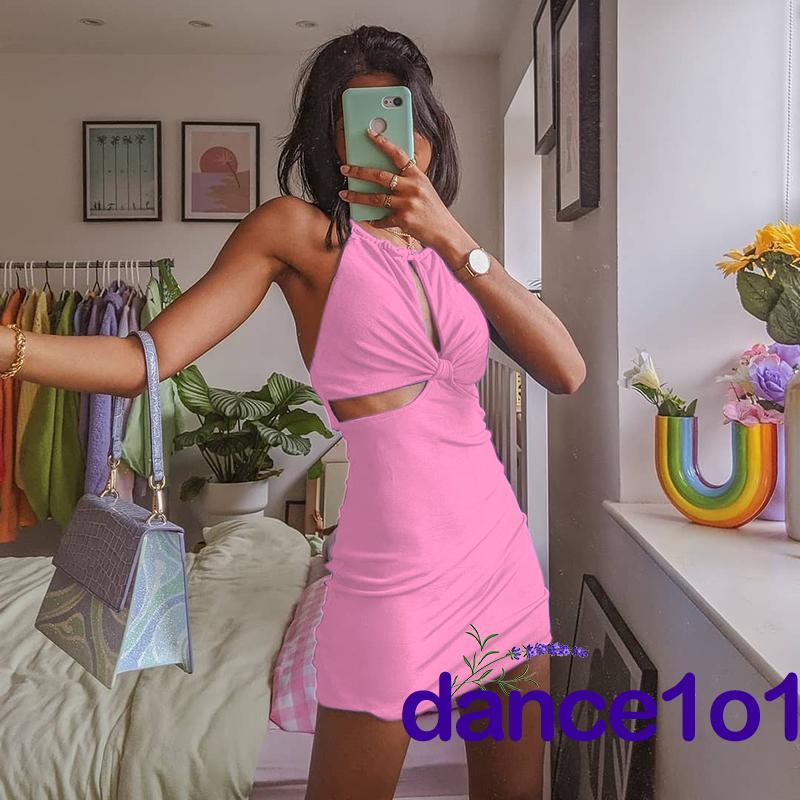 ♂Ei♠Đầm Hai Dây Màu Trơn Hở Lưng Thời Trang Cho Nữ