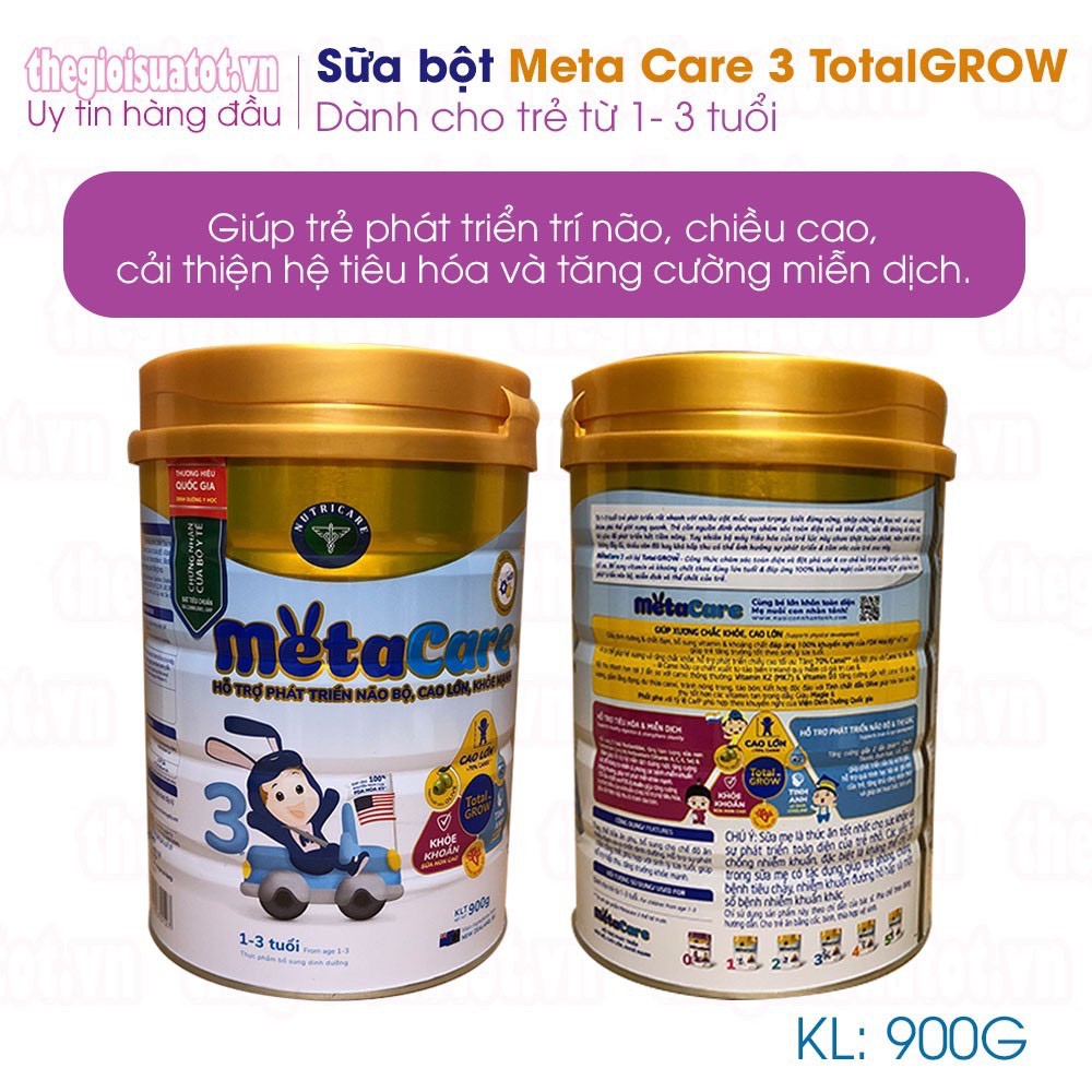 Sữa bột Meta Care 3 -900g Mẫu mới
