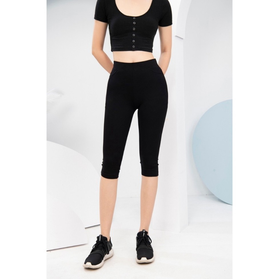 Quần Legging ngố lửng qua gối cạp cao nữ bigsize (40kg - 80kg)