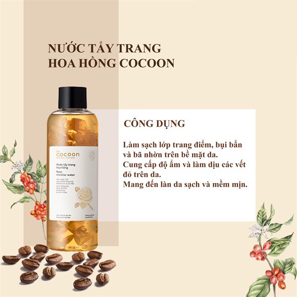 [HÀNG HOT] Bigsize - Nước tẩy trang hoa hồng Cocoon tẩy sạch makeup & cấp ẩm 500ml _CỬA HÀNG CHINH HANG