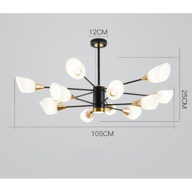 Đèn chùm MONSKY WANTE 12 bóng hiện đại trang trí nội thất cao cấp, sang trọng - kèm bóng LED chuyên dụng.