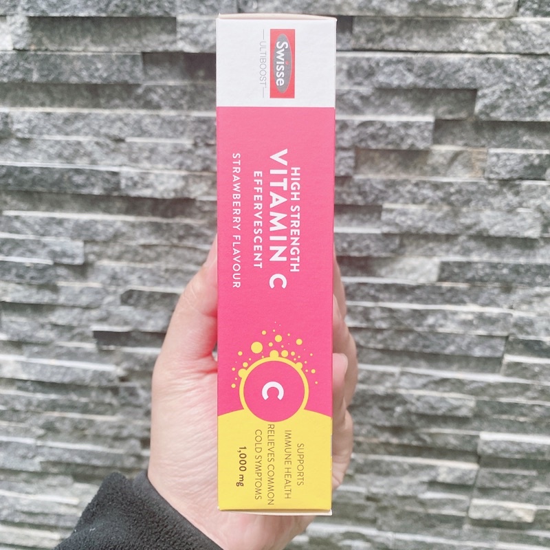 Viên sủi hương dâu Swisse High Strength Vitamin C Effervescent 1000mg hộp 60 viên bổ sung vitamin C tăng đề kháng