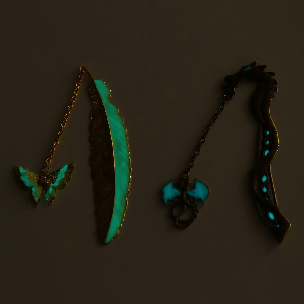 Thẻ đánh dấu sách hình con bướm/rồng 3d phát sáng trong đêm độc đáo