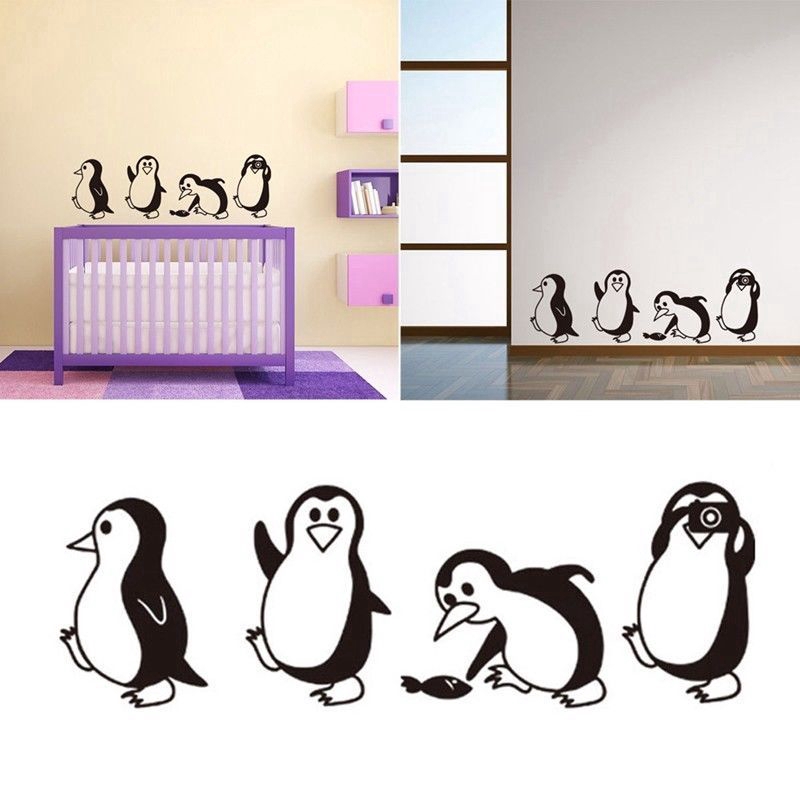 decal dán tường Họa Tiết Hình Con Chim Cánh Cụt Dùng Trong Trang Trí Nhà