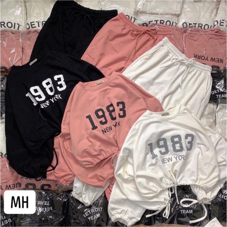 Bộ Đồ Thụng Quần Dài, Quần Đùi Áo Thun 1983 Rút Dây Gấu Áo Form Rộng Ulzzang ❤️