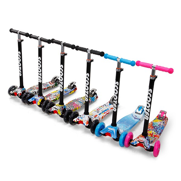 Xe Trượt Scooter 3 Bánh họa tiết Graffiti đẹp mắt, Cao Cấp, Đèn Led nhiều màu QC-2865Y