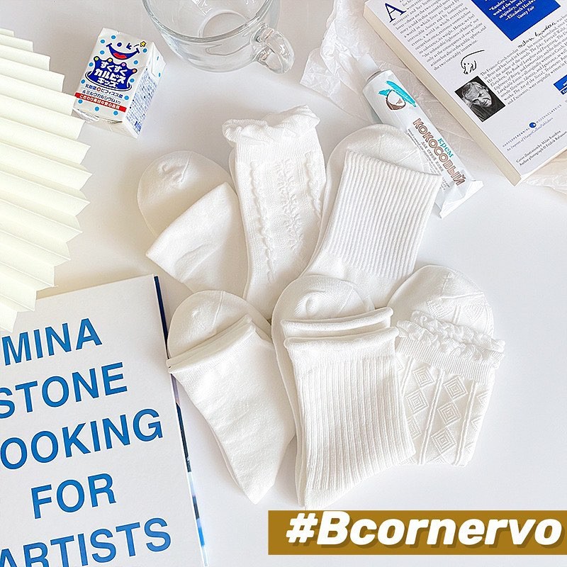 Vớ Trắng Trơn Cổ Cao