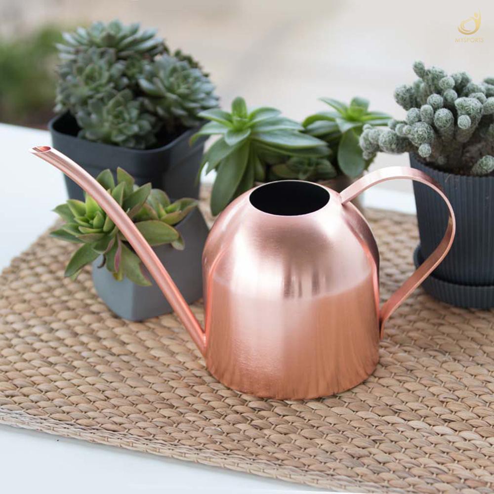 M&S Rose Gold Small Watering Can kettle Helps You Water Tiny House Plants, Succulents, Bonsai or Herb Gardens - Steel Plant Waterer for Miniature Flower Pots - 17 Oz