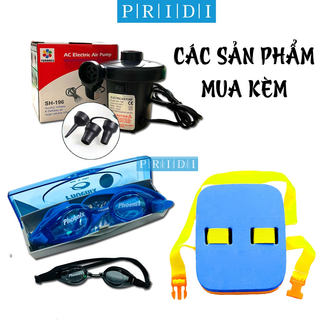 Bể Bơi Cho Bé 2 Tầng MÀU HỒNG - Bể Bơi Phao Bơi Cho Bé Gái, Hồ Bơi Trẻ Em Cao Cấp, Đáy Bơm Hơi Êm Ái, PIRIDI (ĐỦ SIZE)