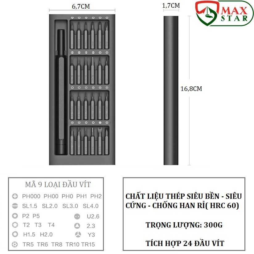 Bộ tô vít đa năng mini 24 đầu cao cấp siêu bền Tô vít sửa điện thoại Tô vít điện ✅