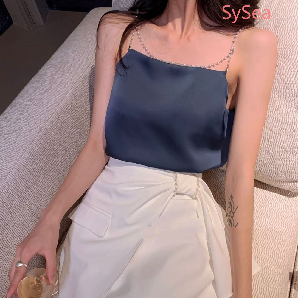 Áo Tank Top Chất Satin Đính Ngọc Trai Thiết Kế Quyến Rũ | BigBuy360 - bigbuy360.vn