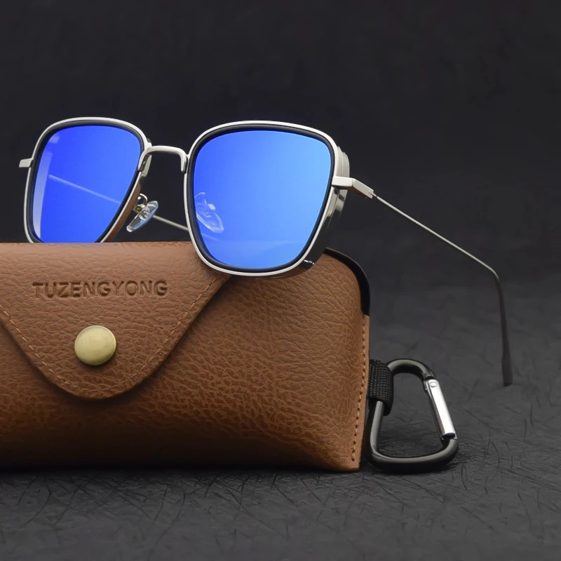 Kính Chống Nắng Gọng Vuông Kim Loại Dày Cao Cấp Viền Kim Loại Chống Tia UV Phong Cách Punk Cổ Điển Thời Trang Cho Nam Và Nữ