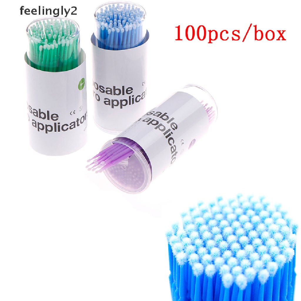 [Hàng mới về] Bộ 100 cái cọ siêu nhỏ trang điểm lông mi dùng 1 lần tiện lợi