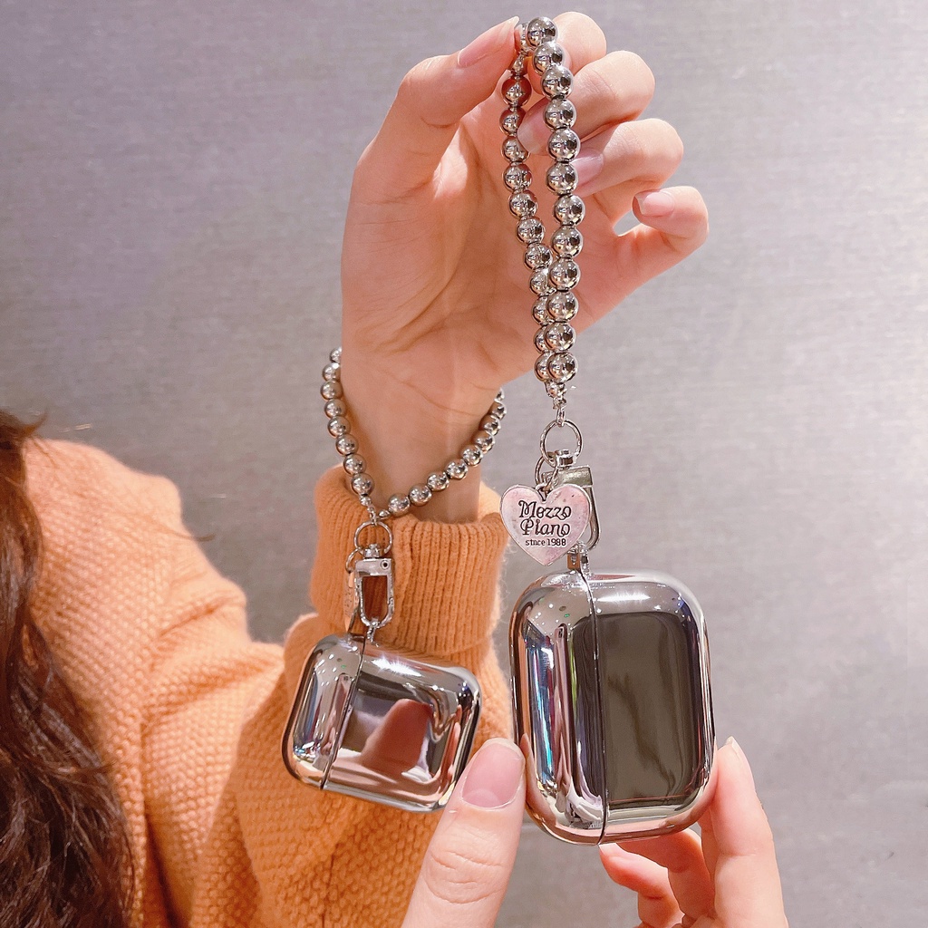 Vỏ Bảo Vệ Hộp Sạc Tai Nghe AirPods 1 2 pro 3 2021 gen3 Bằng PC Cứng Chống Rơi Mạ Điện Màu Bạc Đơn Giản