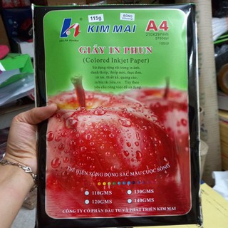 Giấy in ảnh phun bóng 1 mặt KIMMAI 115g, Giấy in ảnh A4
