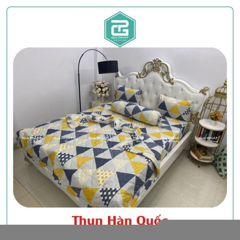 Bộ ga 1m6×2m nệm cao 17_27cm thun lạnh Hàn Quốc 4món 1ga, 3 vỏ gối