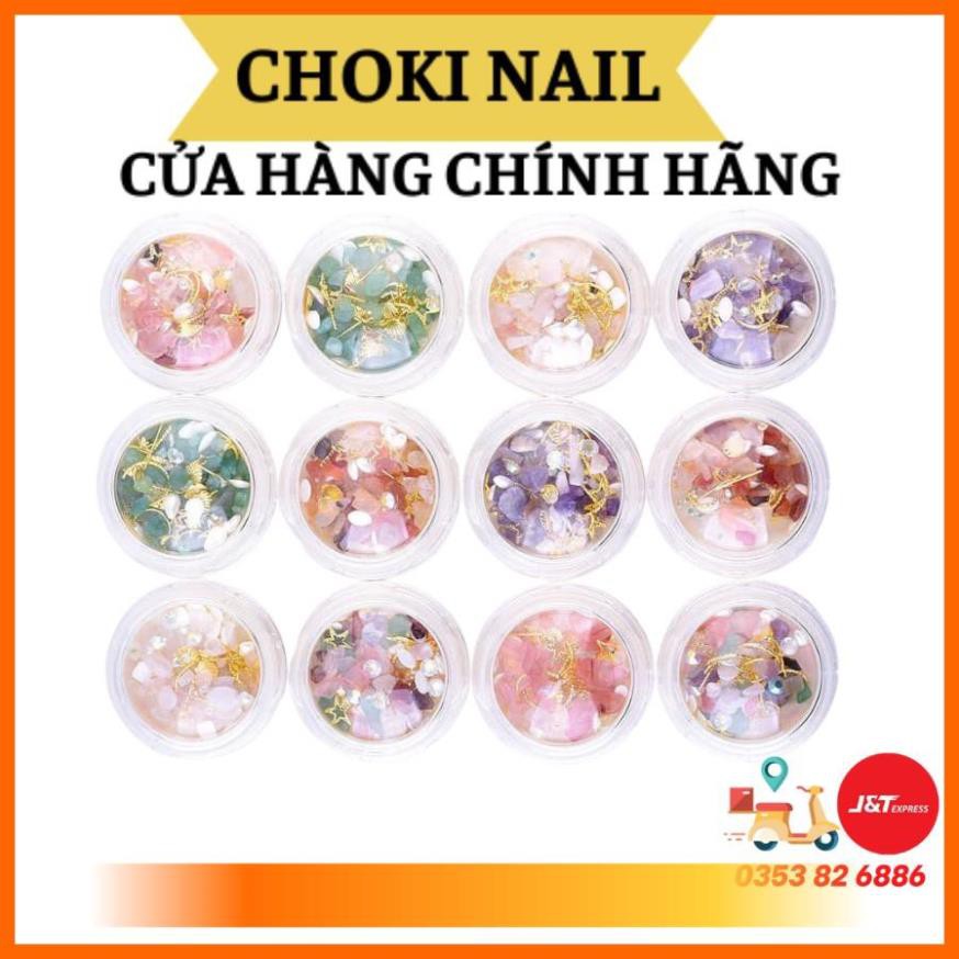 [Hàng Chính Hãng] Sét xà cừ sỏi 12 màu trang trí móng nail tự nhiên