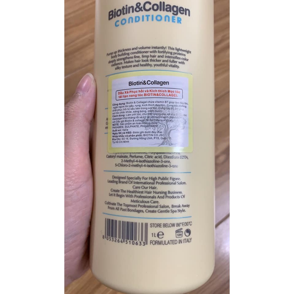 [CÓ TEM CHỐNG GIẢ] Dầu gội xả Biotin & Collagen trắng chính hãng 1000ml hương thơm quyến rũ