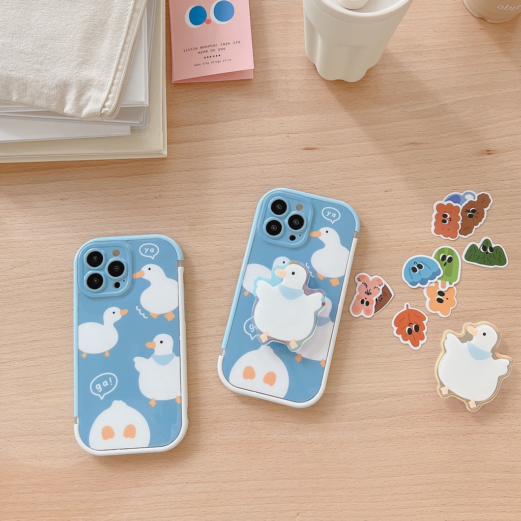 Ốp Điện Thoại tpu Mềm Có Giá Đỡ Hình Chú Vịt Cho iphone 13 pro max 12 pro max 11 pro max xsmax