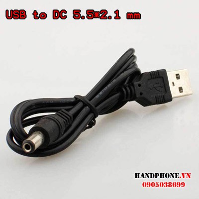 Cáp sạc USB ra chân tròn DC 5.5*2.1mm (5.5mm)