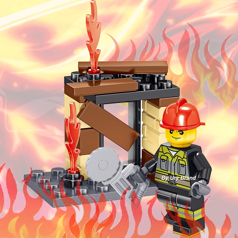 [Mã LIFETOYS1 giảm 30K đơn 99K] Bộ 8 mô hình đồ chơi Lego lắp ráp thành phố cứu hỏa Mini cho bé