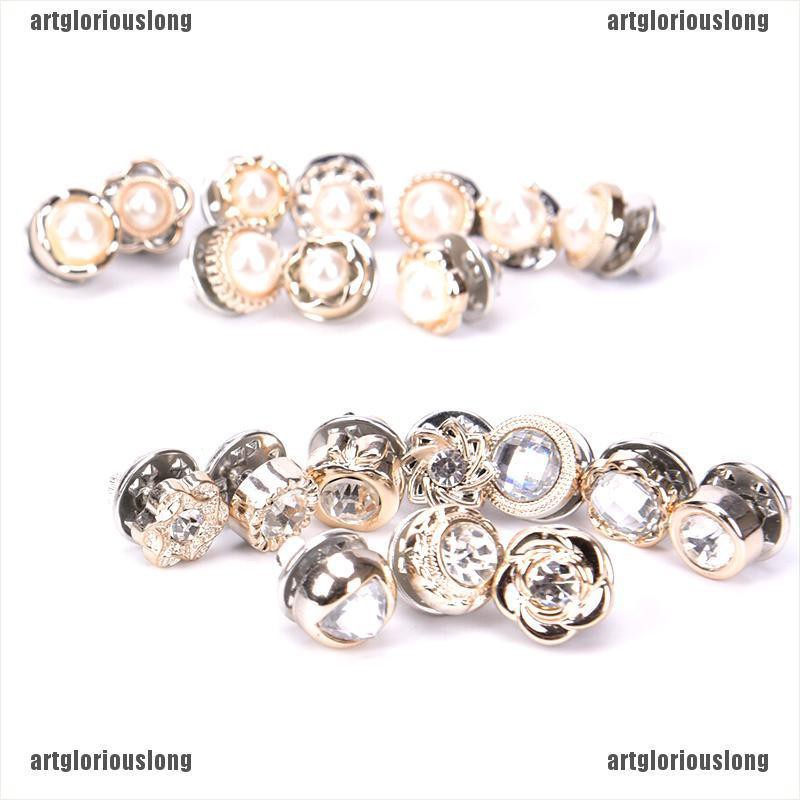 Set 10 Nút Cài Áo Hình Bông Hoa Đính Ngọc Trai Nhân Tạo Thời Trang