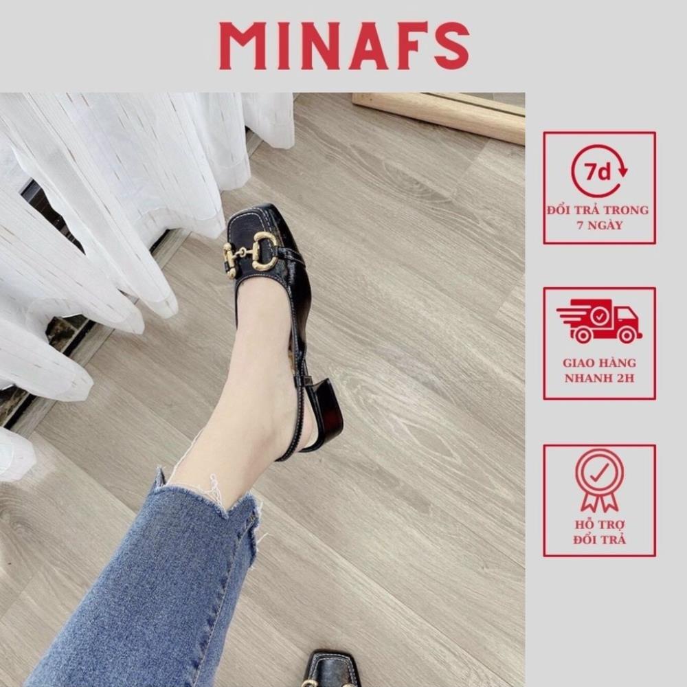 Giày Cao Gót Mũi Vuông Nữ Bít Mũi Hở Gót Đế Vuông 3cm Giày Búp Bê Hàn Quốc Trẻ Trung Công Sở