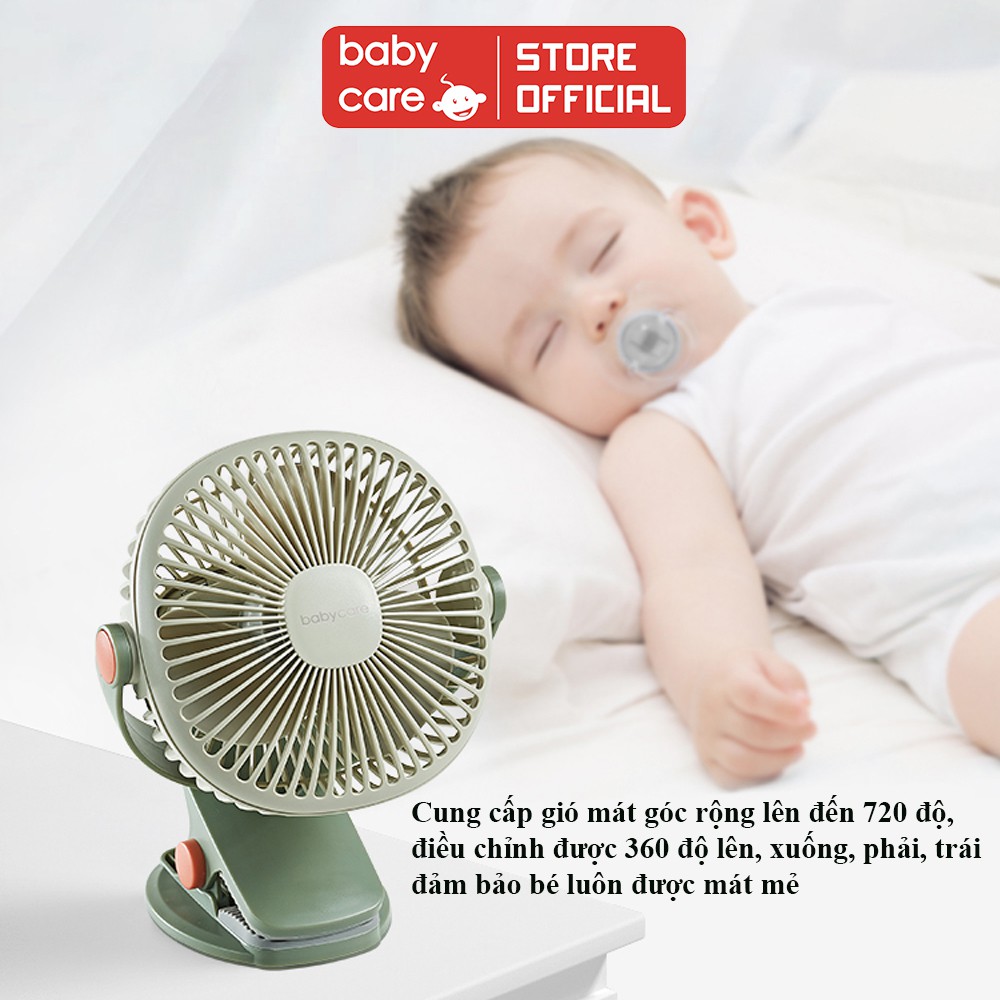 Quạt kẹp mini 720 độ BC BABYCARE sạc tích điện an toàn cho bé yêu - BCA009