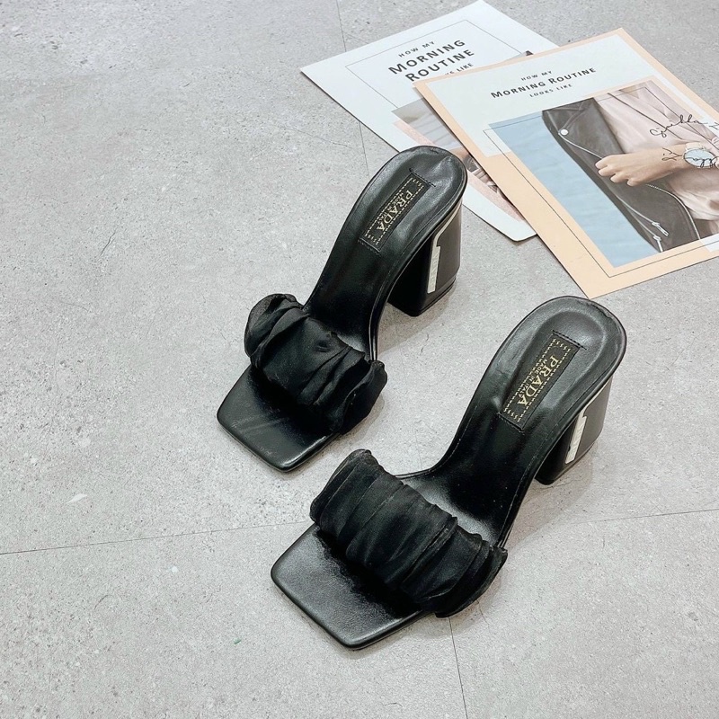 DÉP GUỐC BẢNG REN NHÚM GÓT VUÔNG 7P