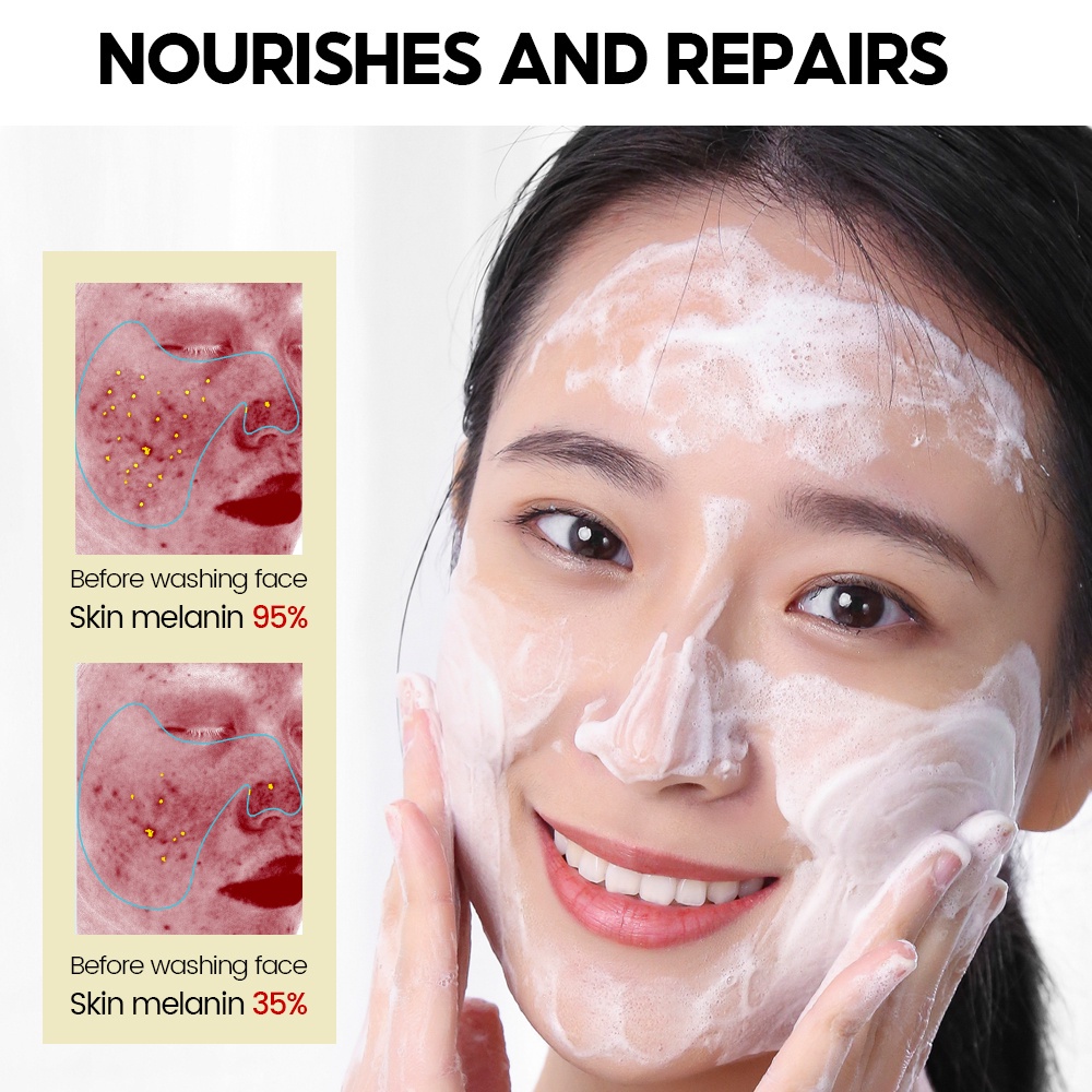 Xà Phòng Rửa Mặt VIBRANT GLAMOUR Chứa Vitamin C Làm Sạch Sâu Làm Sáng Da Và Loại Bỏ Đốm Đen Trên Cơ Thể 100g